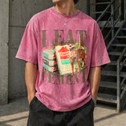 Meme I Eat Cement Weird Vintage Washed T-Shirt in Red