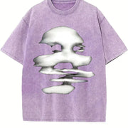 Cloud Face Vintage Washed T-Shirt in Purple