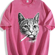 Smoking Cat Meme Viral Internet Meme ® Cat Vintage Washed T-Shirt in Red