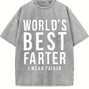 Dad World's Best Farter I Mean Father Vintage Washed T-Shirt in Gray