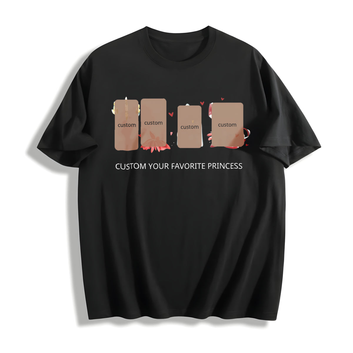 Custom Princess Girly Girls Trip Love Cotton T-Shirt in Black