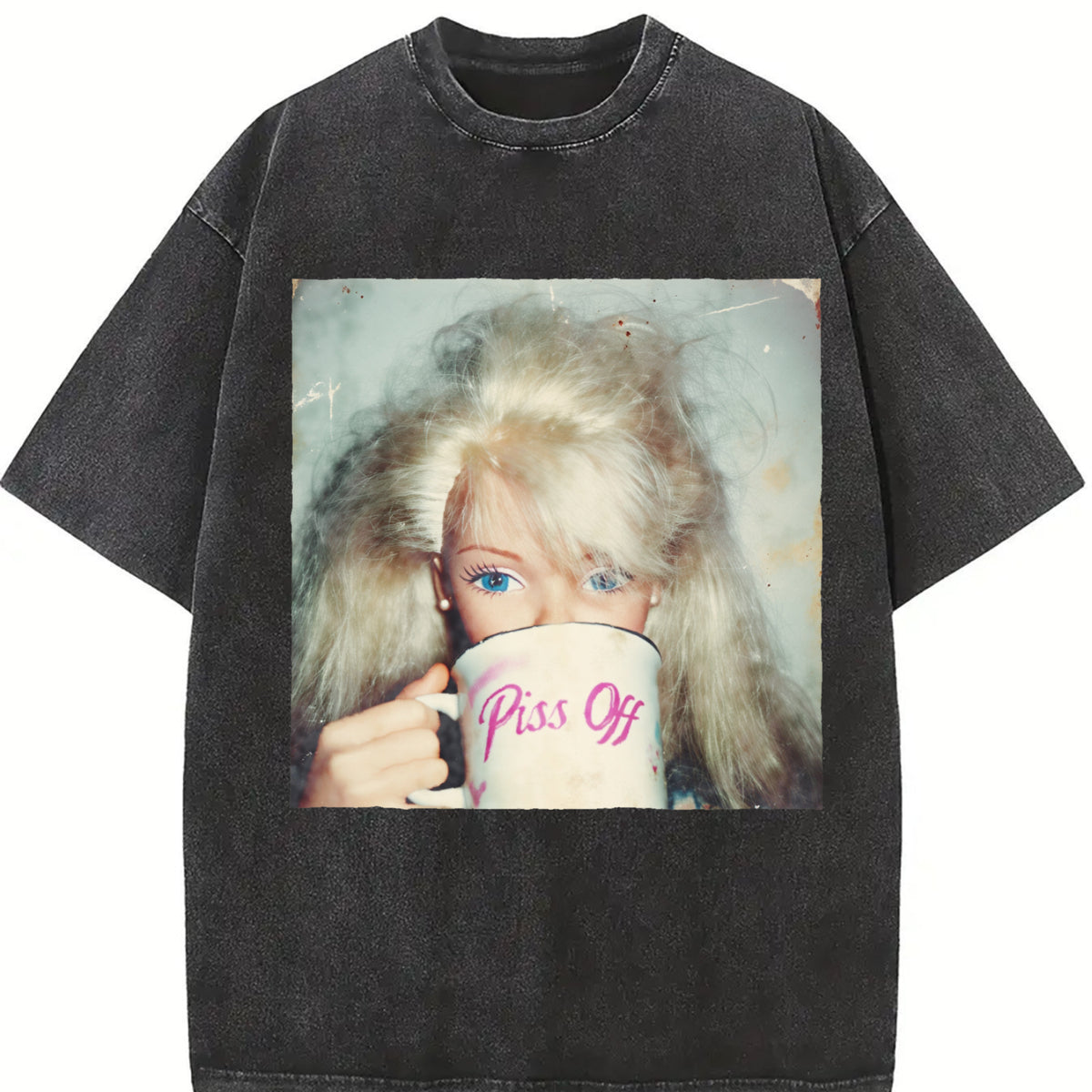 Creepy Doll Coffee Vintage Washed T-Shirt in Black