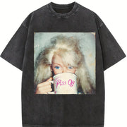 Creepy Doll Coffee Vintage Washed T-Shirt in Black