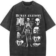 Anatomy Chart Human Body Diagram Vintage Washed T-Shirt in Black
