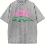 Later Gator Offensive Alligator vintage washed oversized T-shirt in Gray