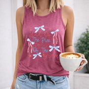 Patriotic Land of the Free Because of the Brave Women's Color Cotton Tank Top in Red