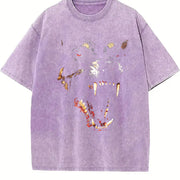 Wolf Head Vintage Washed T-Shirt in Purple
