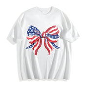 Coquette Bow USA 4th of July Cotton T-Shirt in White