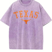 Texas Longhorn Tank Vintage Washed T-Shirt in Purple