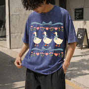 80s Goose Blue Ribbon Silly Goose Vintage Washed T-Shirt in Blue
