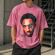 Kobe Bryant Portrait Vintage Washed T-Shirt in Red