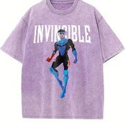 Black Invincible Mark Grayson Vintage Washed T-Shirt in Purple