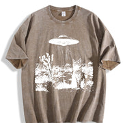 For Formal Urban Distressed Enthusiasts Vintage Washed T-Shirt in Brown