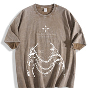 Chain of Judgement Kurapika Hunter x Hunter Anime vintage washed oversized T-shirt in Brown