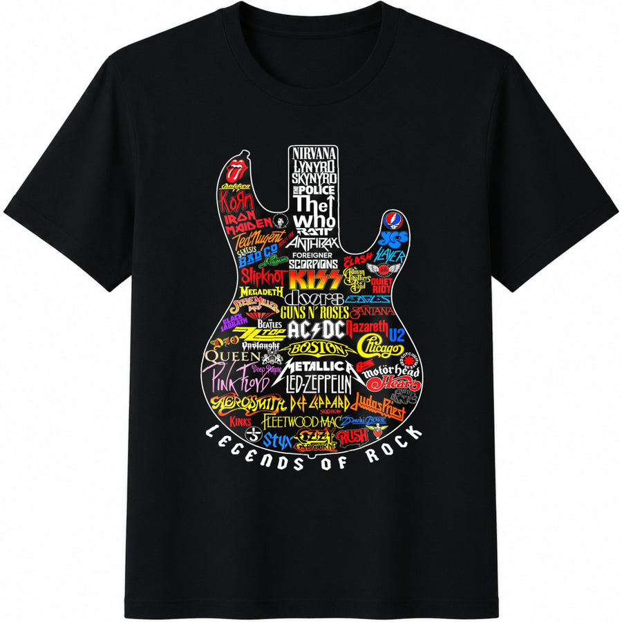 Legends of Rock: Guitar for Music Lovers Cotton T-Shirt in Black