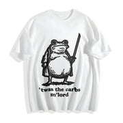 Fat Samurai Frog Cotton T-Shirt in White