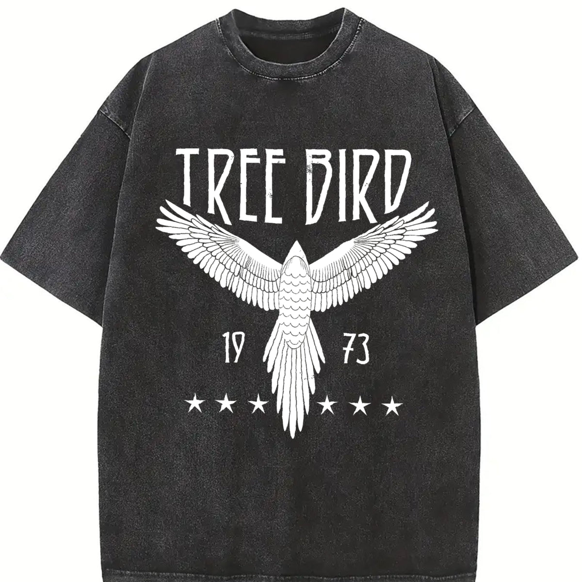 Free Bird Boho Eagle Thunderbird Retro Music Inspired vintage washed oversized T-shirt in Black