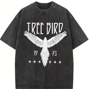 Free Bird Boho Eagle Thunderbird Retro Music Inspired vintage washed oversized T-shirt in Black