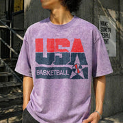 USA Basketball Retro for Sporty Vintage Washed T-Shirt in Purple
