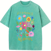 Let Kindness Bloom Vintage Washed T-Shirt in Blue