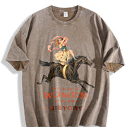 Well Behaved Rarely Make History Vintage Washed T-Shirt in Brown
