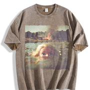 Drowning Glam Doll Vintage Washed T-Shirt in Brown