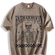Fatherhood Skeleton Dad Vintage Washed T-Shirt in Brown