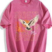 Holy Spirit Fall Fresh Christian Faith Dove Flame Vintage Washed T-Shirt in Red