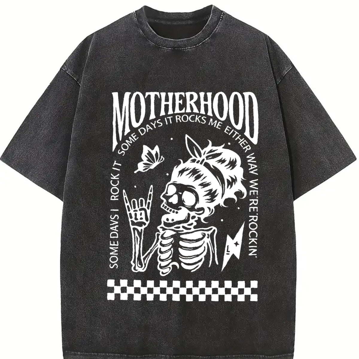 Motherhood Sometimes I Rock It Vintage Washed T-Shirt in Black