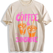 Iced Coffee And Sunshine Iced Coffee Lover Gifts Vibes vintage washed oversized T-shirt in Beige