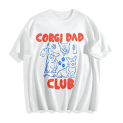 Corgi Dad Club Cotton T-Shirt in White