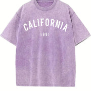 California 1991 Stretch Vintage Washed T-Shirt in Purple