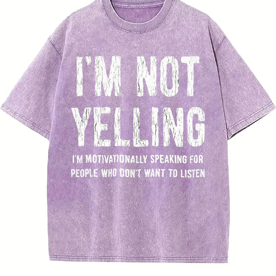Not Yelling Motivationally Speaking for People Who Don't Vintage Washed T-Shirt in Purple