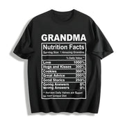 Grandma Nutrition Facts Cotton T-Shirt in Black