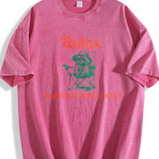 Chill Raccoon - Relax Nothing Is Under Control Trash Panda vintage washed oversized T-shirt in Red