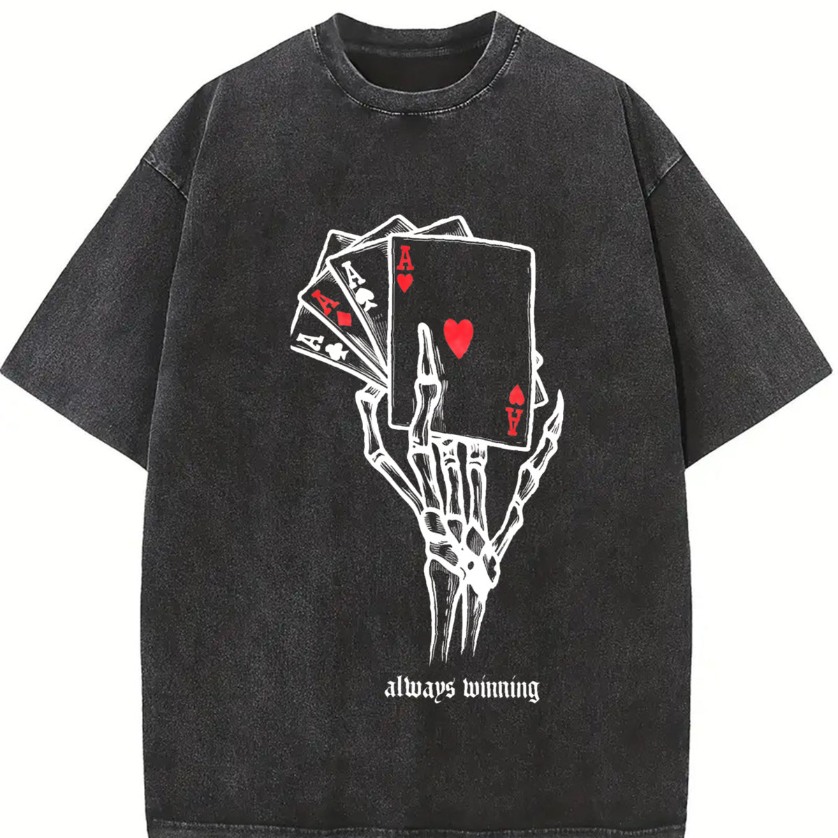 Premium Short-sleeve a Dark Punk of a Skeleton Hand Vintage Washed T-Shirt in Black