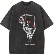 Premium Short-sleeve a Dark Punk of a Skeleton Hand Vintage Washed T-Shirt in Black