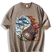 Urban Explorer Soul I Am Not Afraid Split Landscape Vintage Washed T-Shirt in Brown