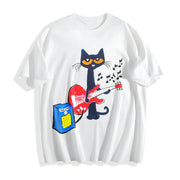 Pete the Cat Playing Guitar Cotton T-Shirt in White