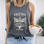 Valkyrie Climb the Mountain in Training Crew-neck Women's Color Cotton Tank Top in Gray