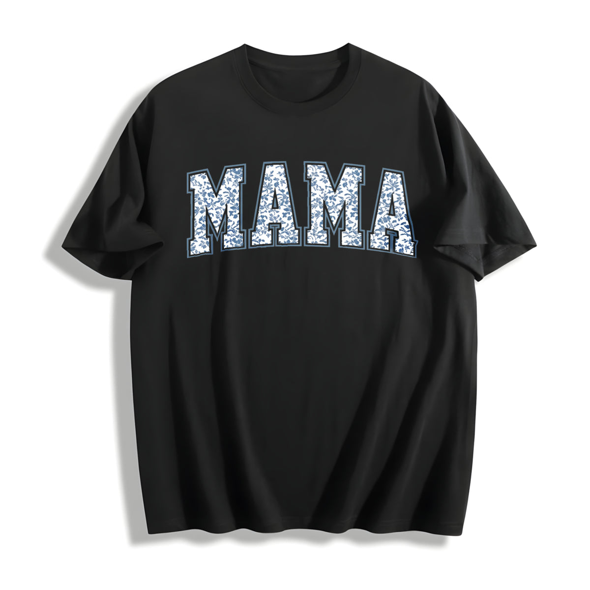 Toile Floral Mama Pregnancy Announcement Boy Cotton T-Shirt in Black