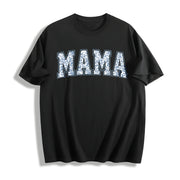 Toile Floral Mama Pregnancy Announcement Boy Cotton T-Shirt in Black