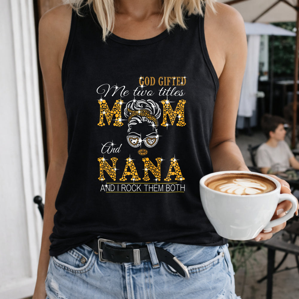 Mom & Nana Women's Color Cotton Tank Top in Black