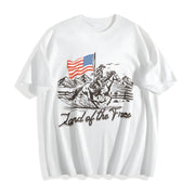 4th of July Horse Western 4th of July Cotton T-Shirt in White