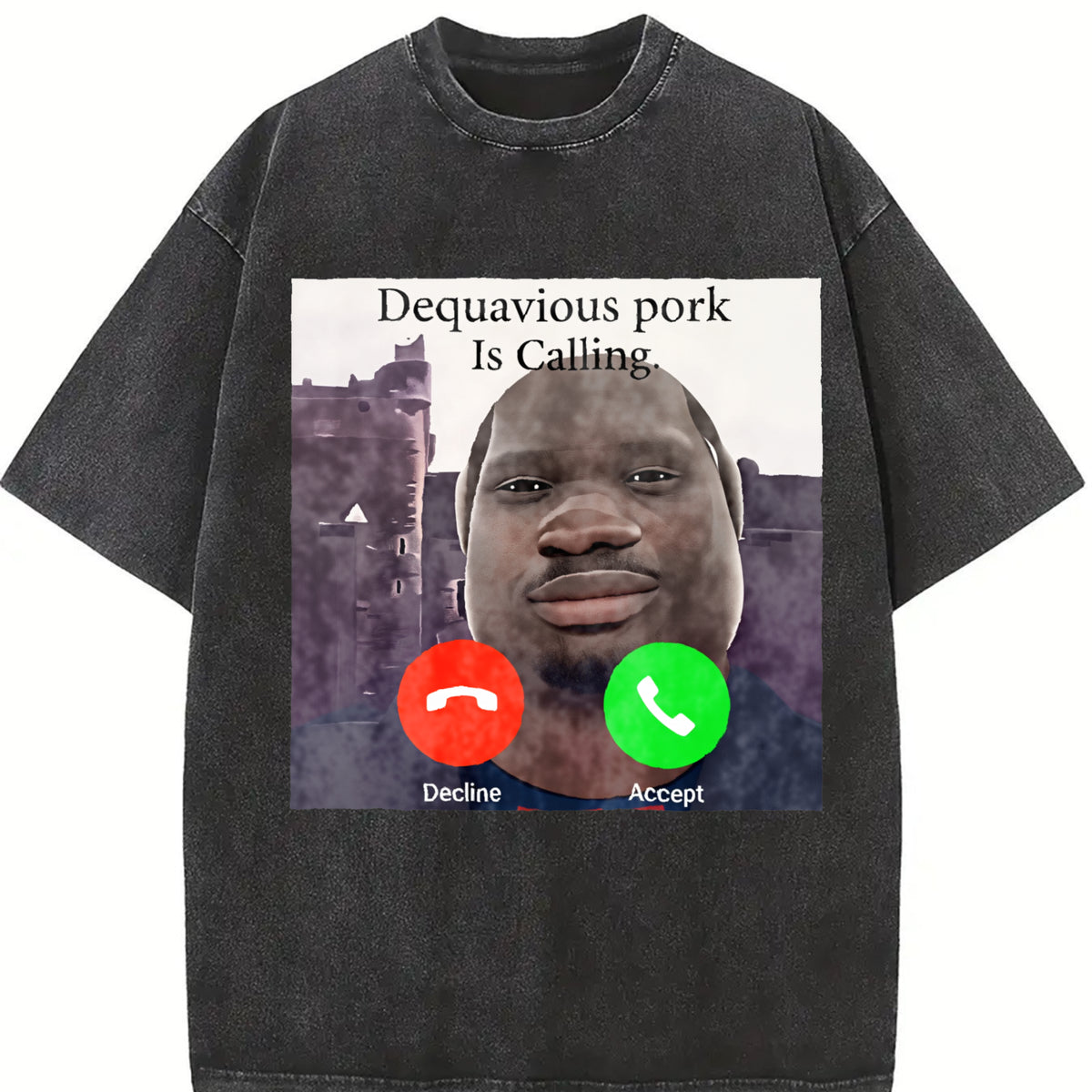 Premium Daquavious Pork Is Calling John Pork Meme Joke Vintage Washed T-Shirt in Black