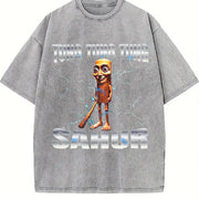 There Is Motion at Your Front Door Vintage Washed T-Shirt in Gray