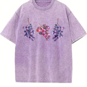 Grapes 90s Retro ® Y2k Grapes Cute Vintage Washed T-Shirt in Purple