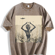 Y2K UFO Vintage Washed T-Shirt in Brown
