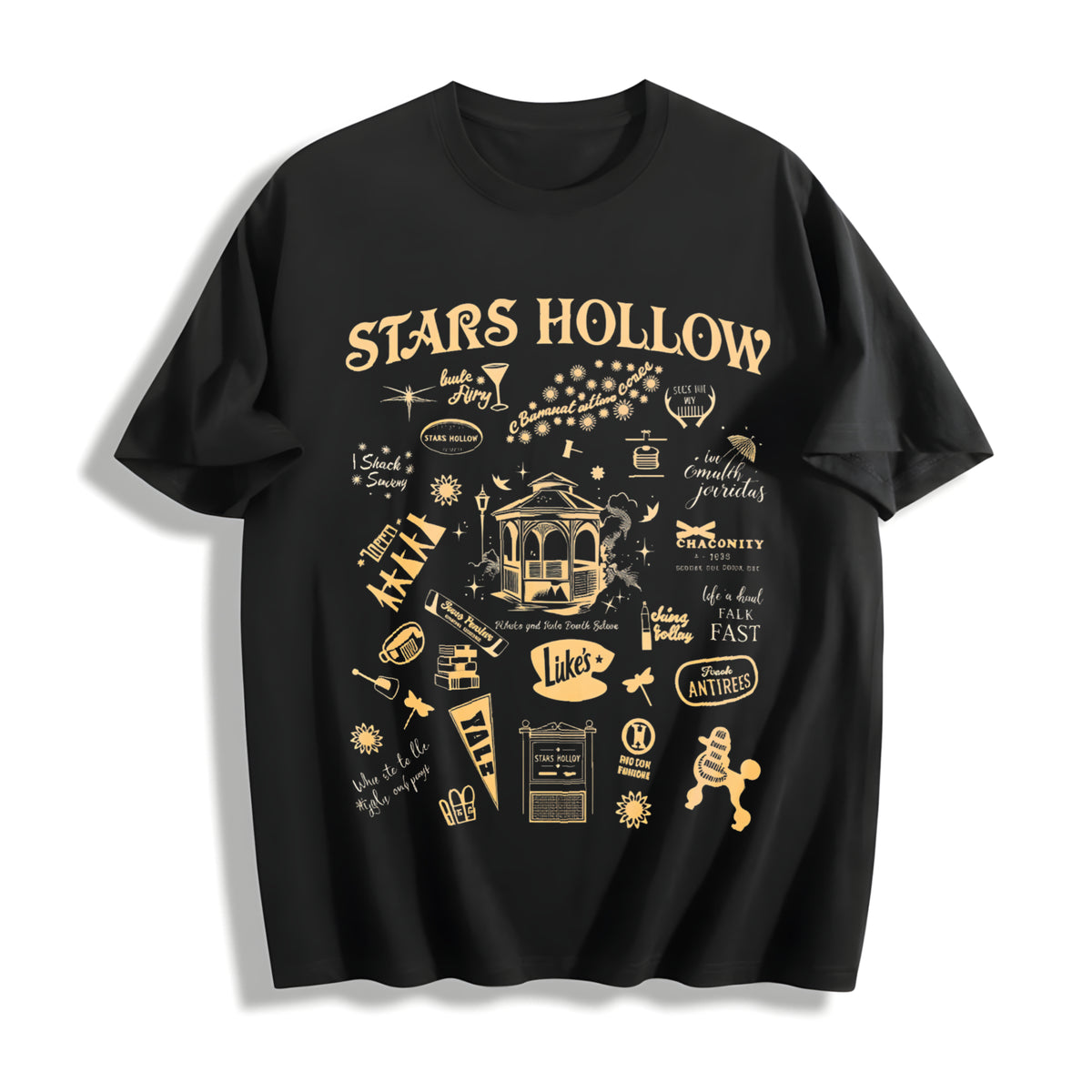 Gilmore-inspired Coffee Cotton T-Shirt in Black