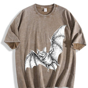 Bat 90s Retro ® Bats Gothic Y2k Vintage Washed T-Shirt in Brown